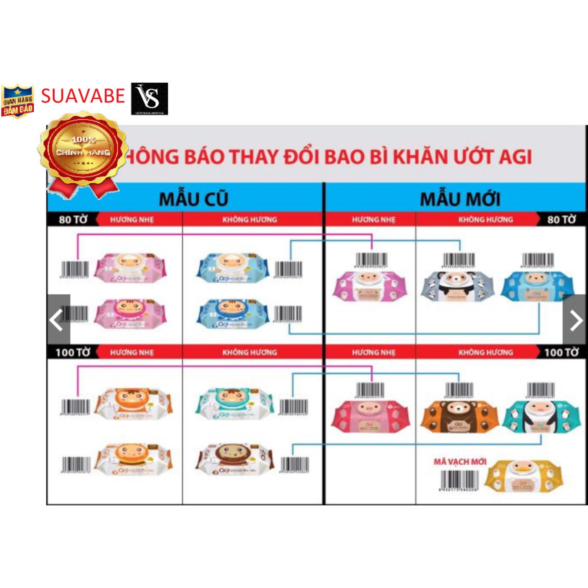 Khăn ướt Agi 100 tờ không hương (màu ngẫu nhiên)