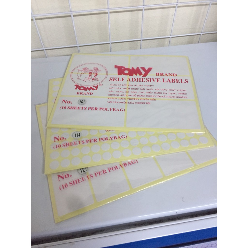 Nhãn Dán Decal Tomy,Nhãn dán TOMY khổ A5 đủ size (1 xấp)