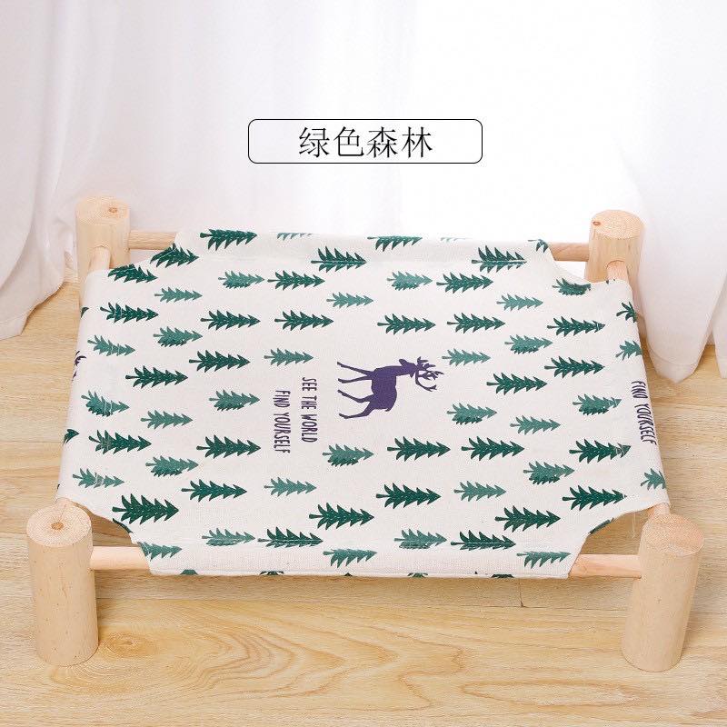 Giường gỗ bọc vải cho thú cưng chó mèo