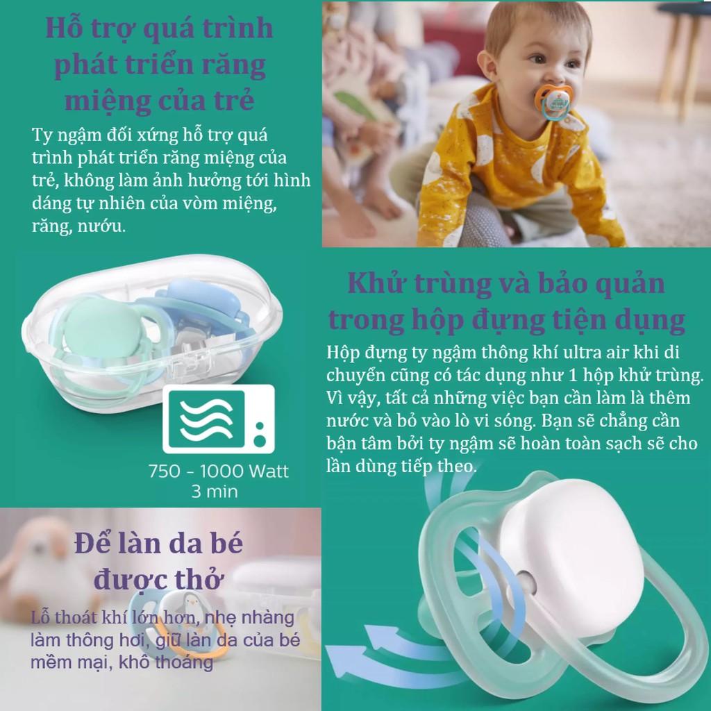 Ty ngậm Avent thông khí Lime  (0_6 )vỉ đôi bé trai