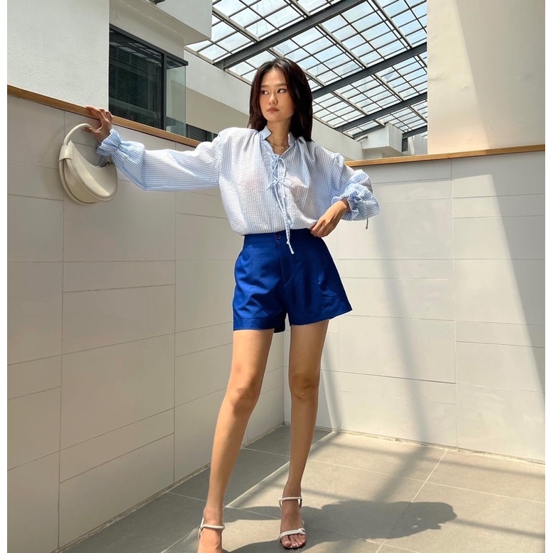 [Nhập mã LAZFASHION34-giảm 15% tối đa 99k/600k]SAP - Áo Babydoll Oversize cổ trụ cột nơ