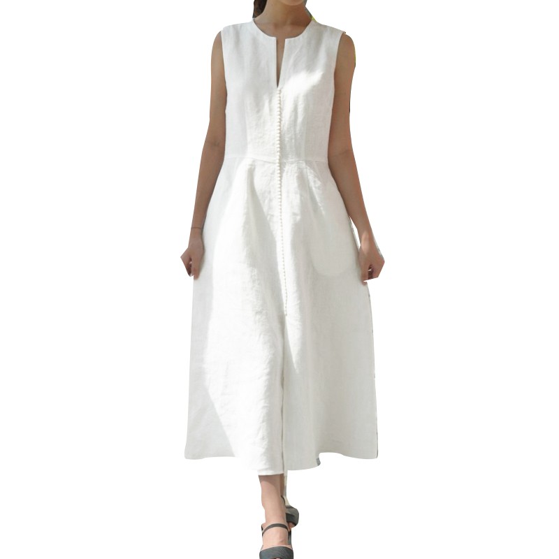 Đầm maxi sát nách cổ chữ v cho nữ zanzea