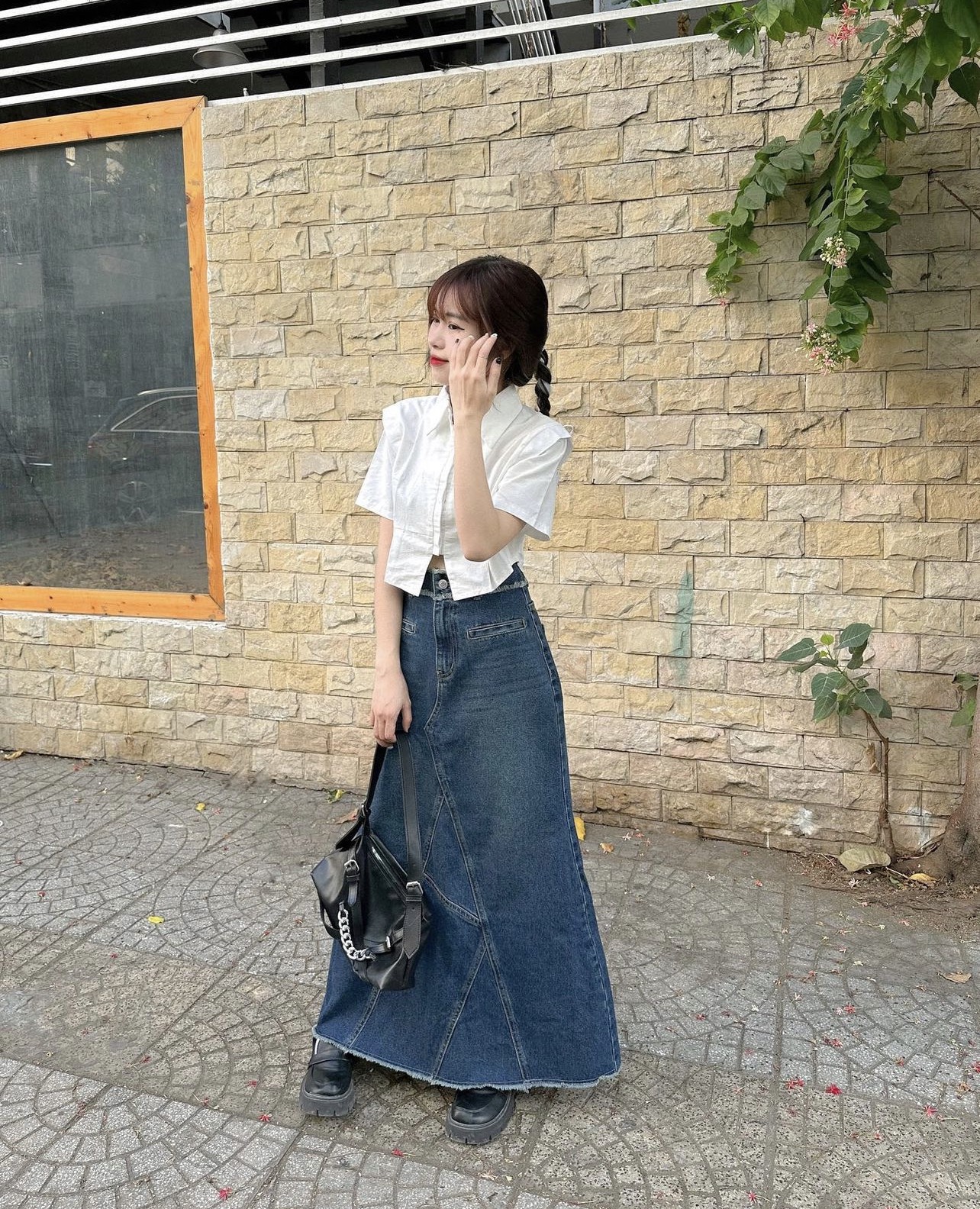 Chân váy jeans dài thiết kế dáng đuôi cá EMIX, cạp cao, form ôm tôn dáng, phong cách Hàn Quốc 2089