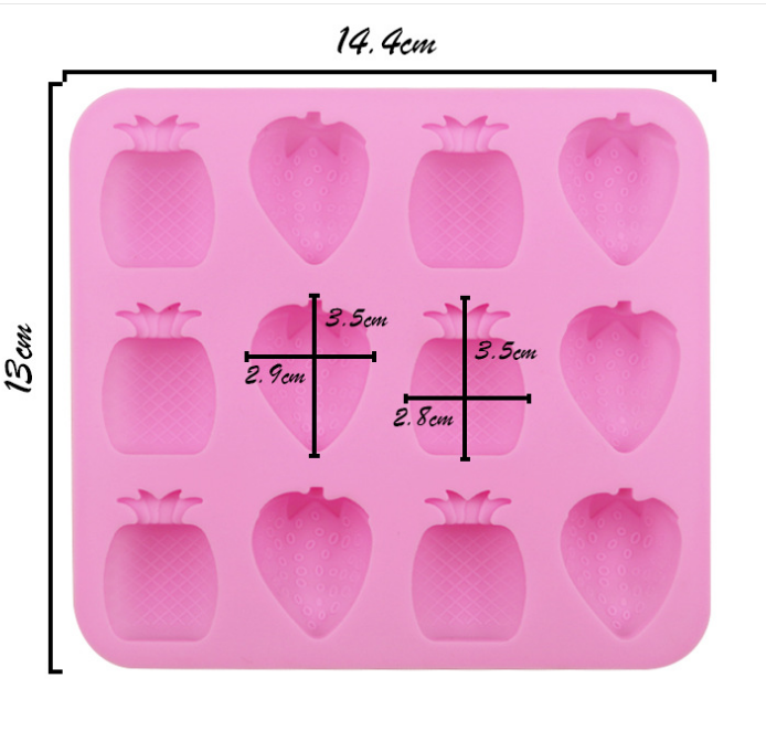 Khuôn khay silicon làm thạch, kẹo, socola - dứa,dâu