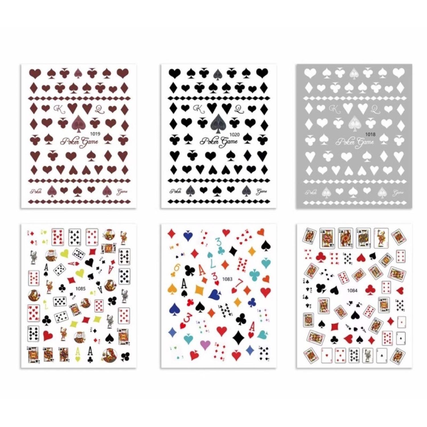 Sticker nail,hình dán móng hình quân bài