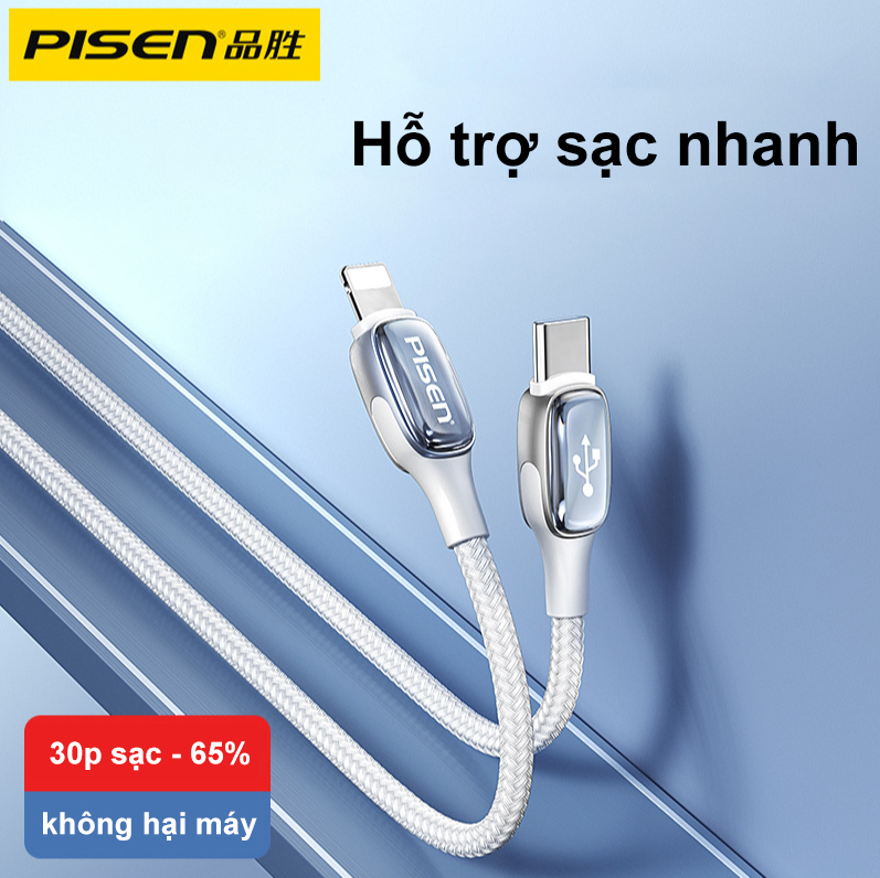 Cáp sạc PD Pisen công suất 20W có MFI cho Iphone, Ipad