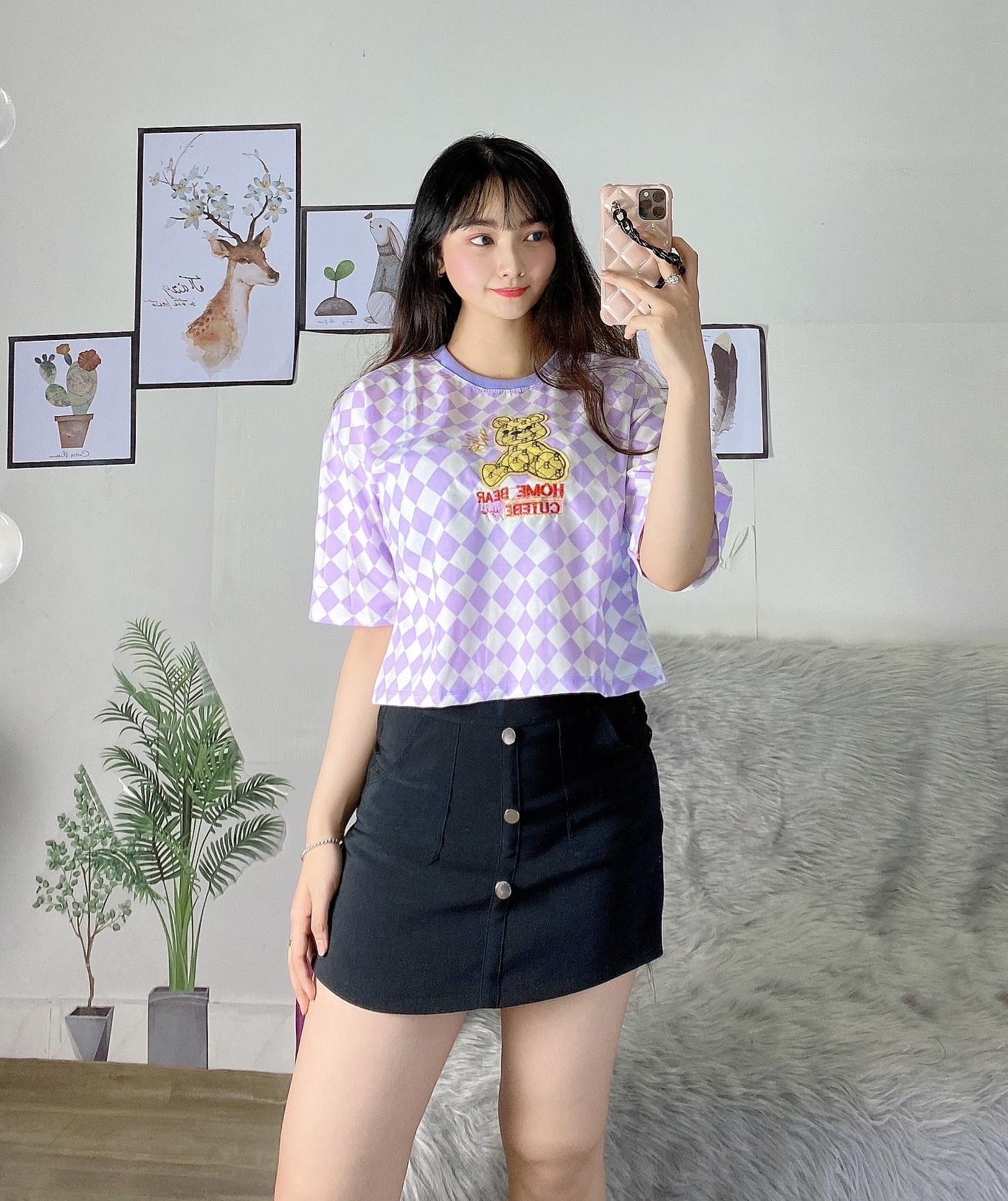 Áo thun croptop sành điệu, vải thun mát mịn freesize dưới 56kg