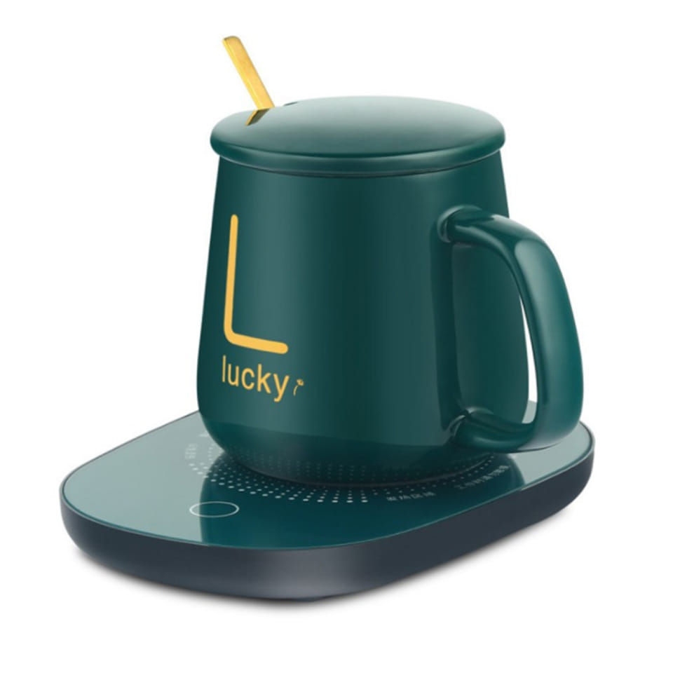 Cốc hâm nóng bằng thủy tinh, ly thủy tinh kèm đế điện hâm nóng cafe, sữa, trà + tặng thìa mạ vàng tiện lợi