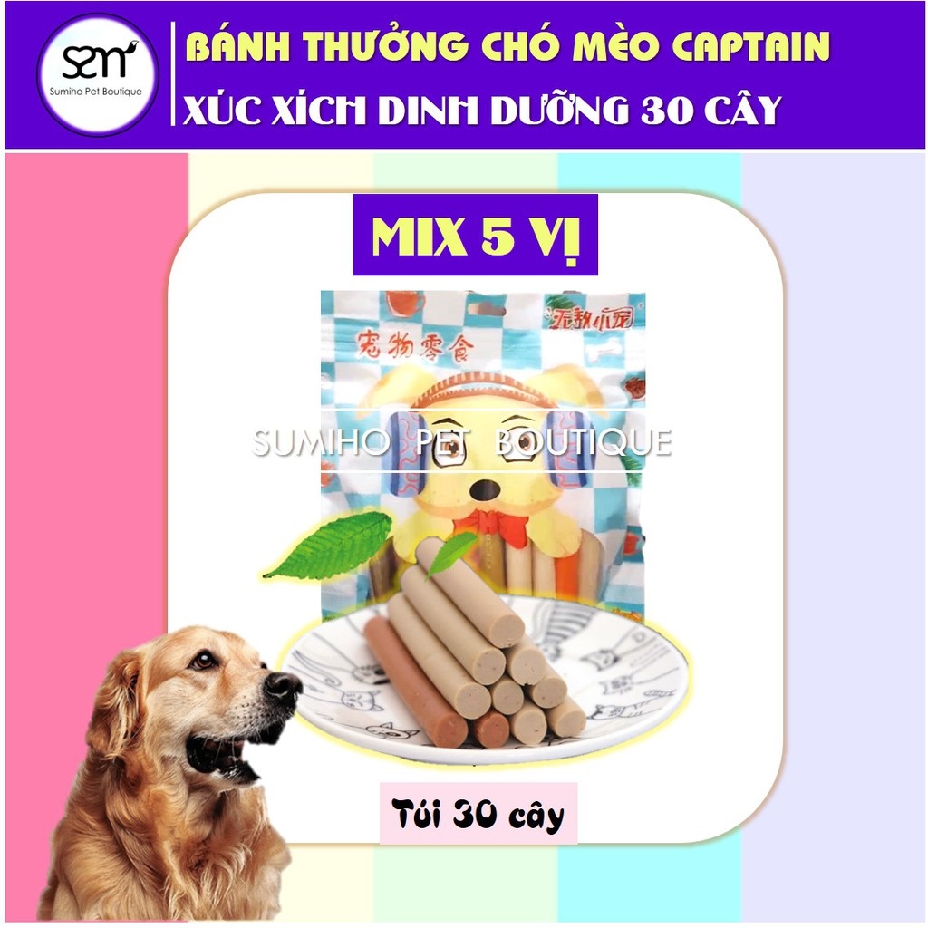 Xúc xích cho chó mèo Captain bịch 30 cây (500gr)