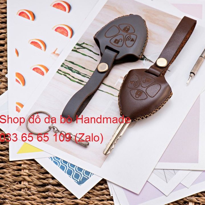 [Free ship]  Bao da chìa khóa cơ Toyota Innova, Vios, Yaris, Altis, Fortuner, Hilux, Camry da bò, giá xưởng, khắc tên miễn phí