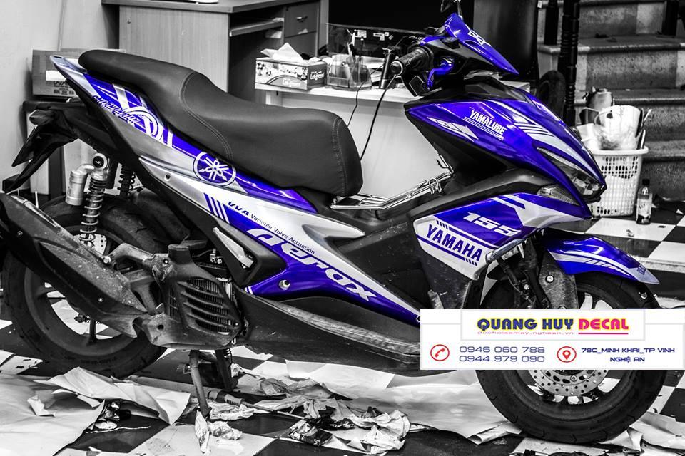 Tem trùm xe máy NVX xanh xám yamaha 155 -làm  tem xe máy NVX  theo yêu cầu - Tem xe máy NVX rẻ đẹp và chất