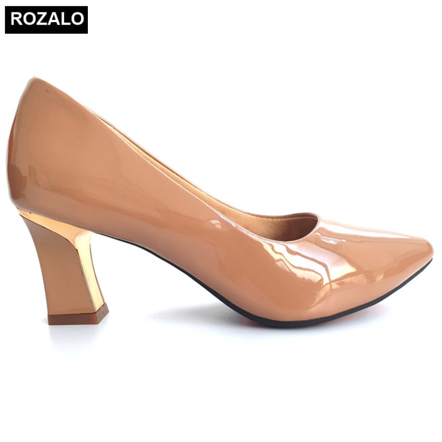 Giày cao gót bọc thép da bóng Rozalo R5775 giá rẻ