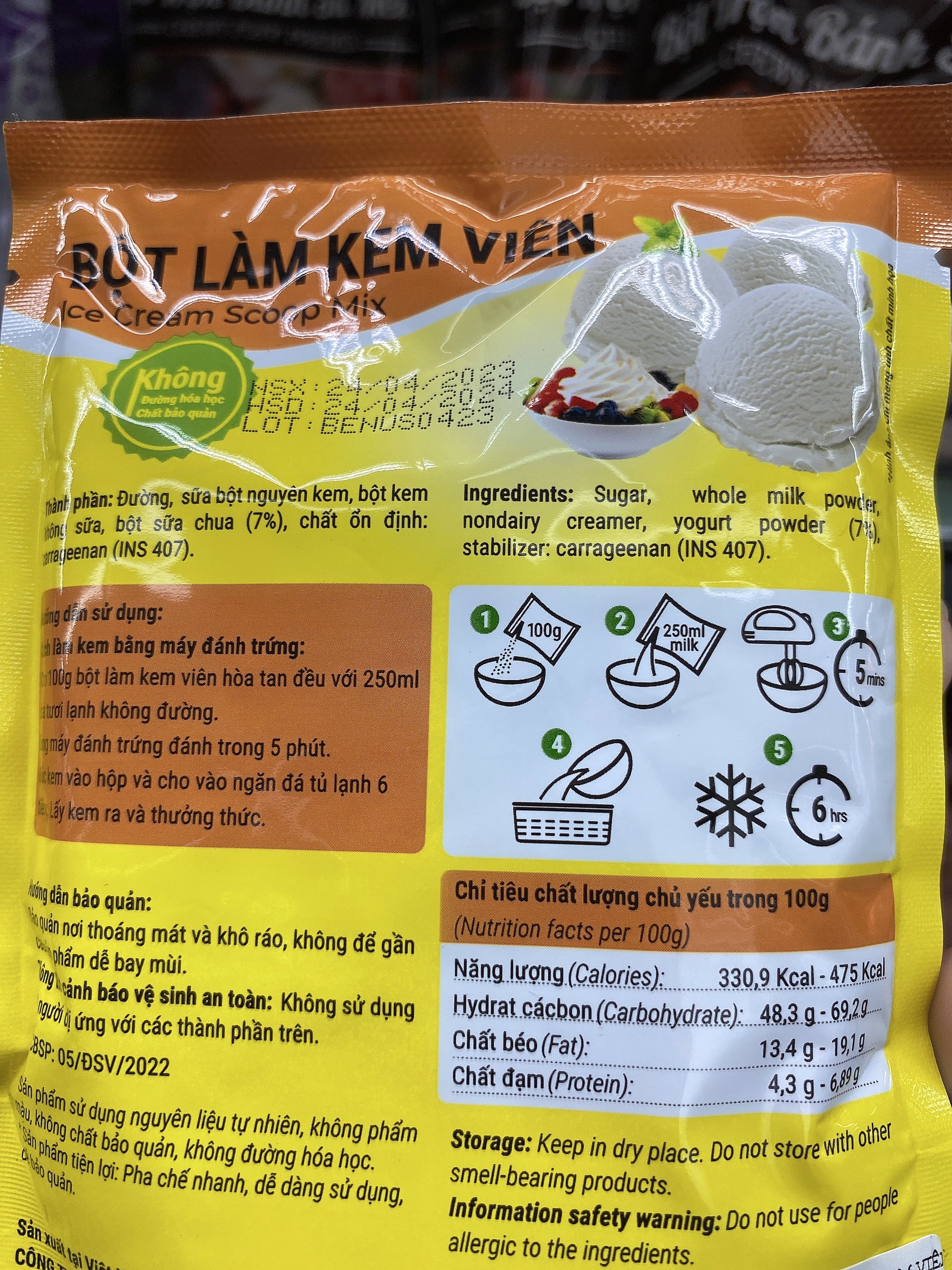 Bột Làm Kem Viên Vị Sữa Chua
