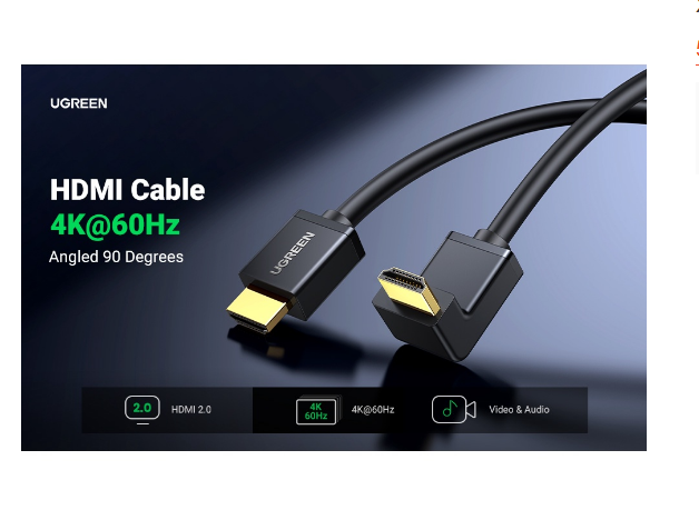 Cáp HDMI 1.4 Dài 2M Đầu Bẻ Góc Vuông  Ugreen 10173 (Bẻ Xuống) Chính Hãng