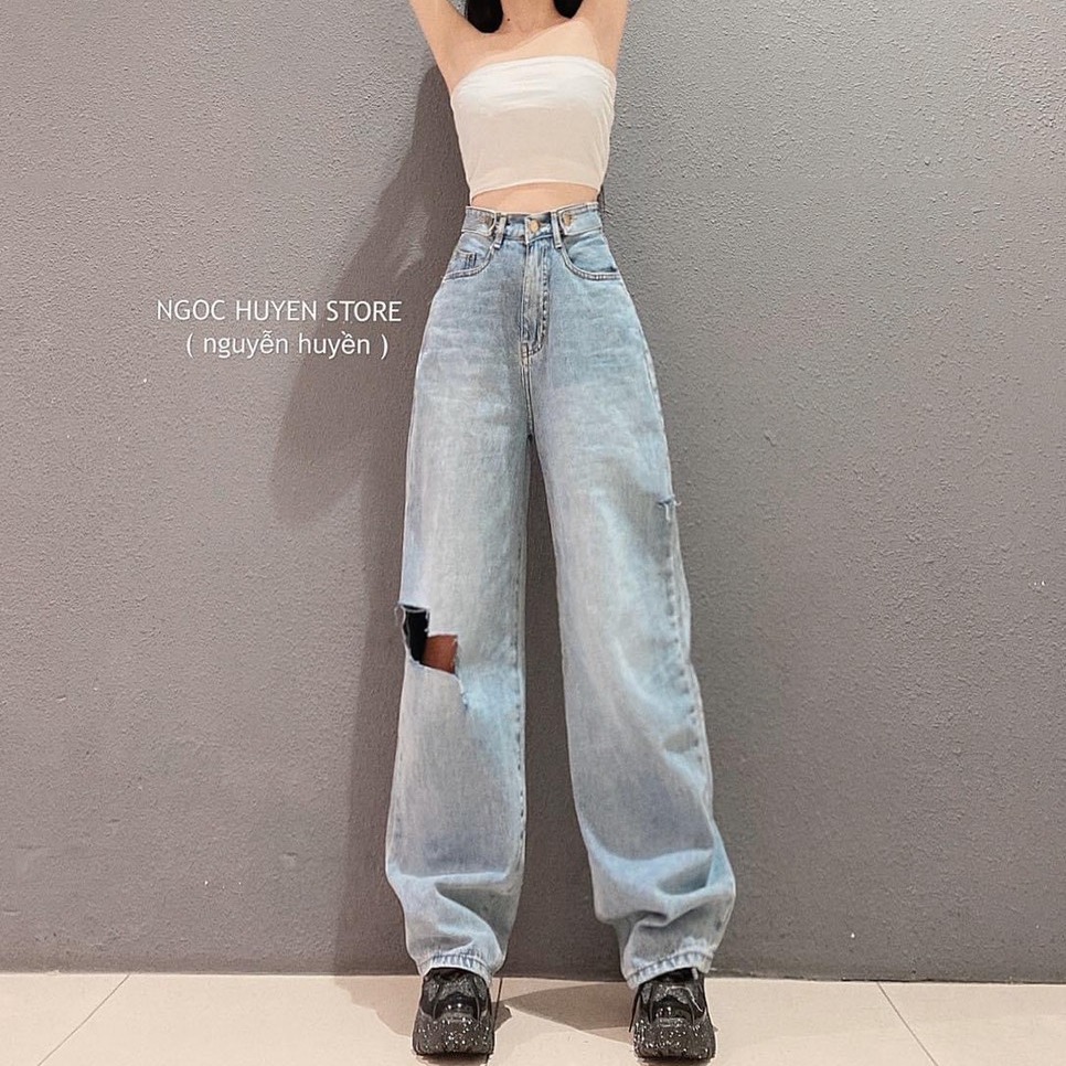 [HCM]QUẦN BAGGY JEAN NỮ ỐNG RỘNG LƯNG SIÊU CAO MẪU MỚI CHẤT COTTON CO GIÃN CAO CẤP THỎ TÂY SHOP94 MS87