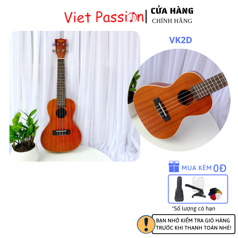 Đàn ukulele concert VK2D Viet Passion 23 inch gỗ mộc trơn khóa đúc cho bạn mới bắt đầu tập chơi