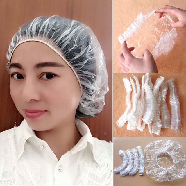 Set 100 túi nilon chùm đầu dùng 1 lần, bao chùm tóc, ủ tóc, dùng khi tắm, nấu ăn, tránh rây bẩn ra quần áo, nhanh, gọn, tiện lợi, giá rẻ, Huy Tuấn