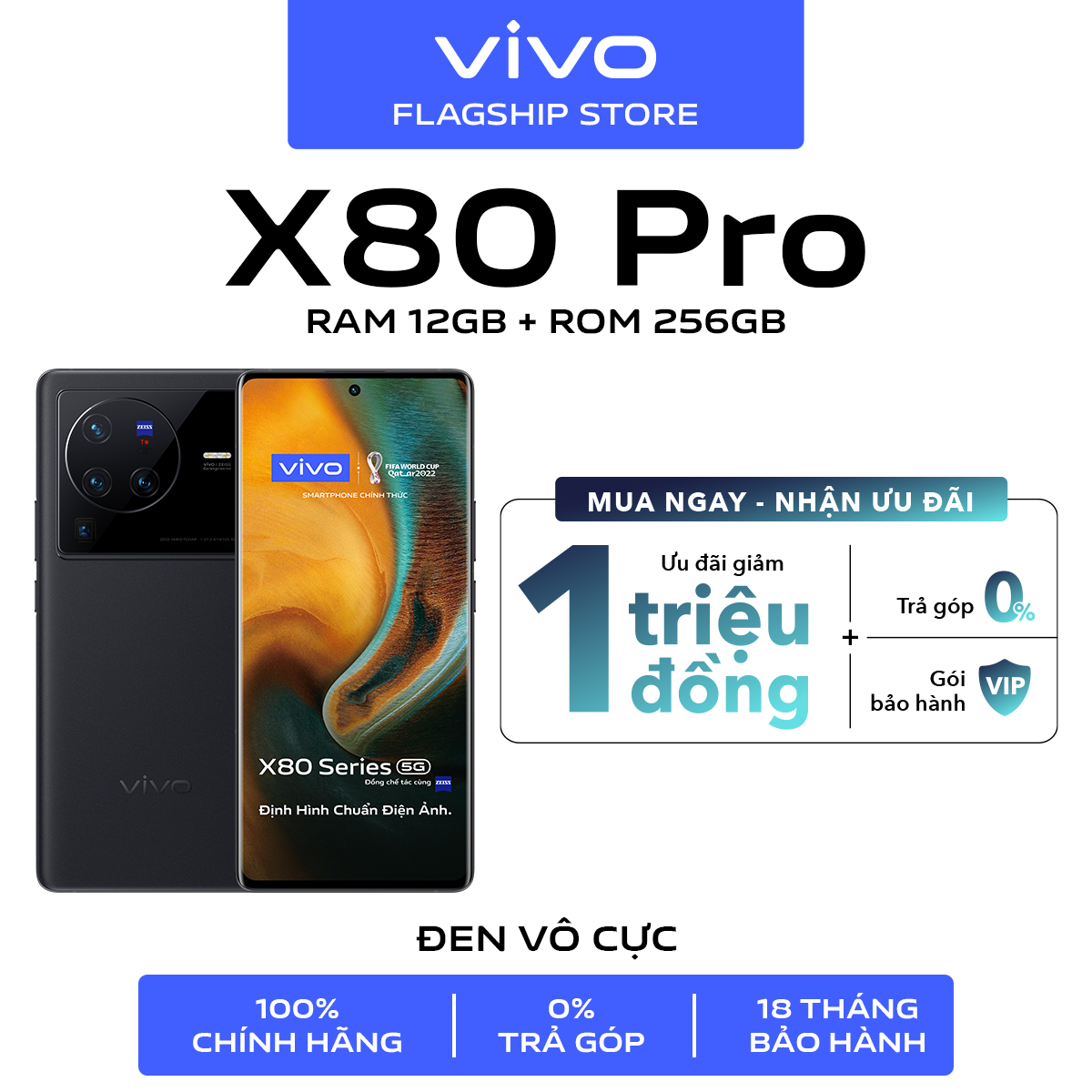 [TẶNG LOA BLUETOOTH] Điện thoại vivo X80 Pro 5G (12GB/256GB) - Định Hình Chuẩn Điện Ảnh