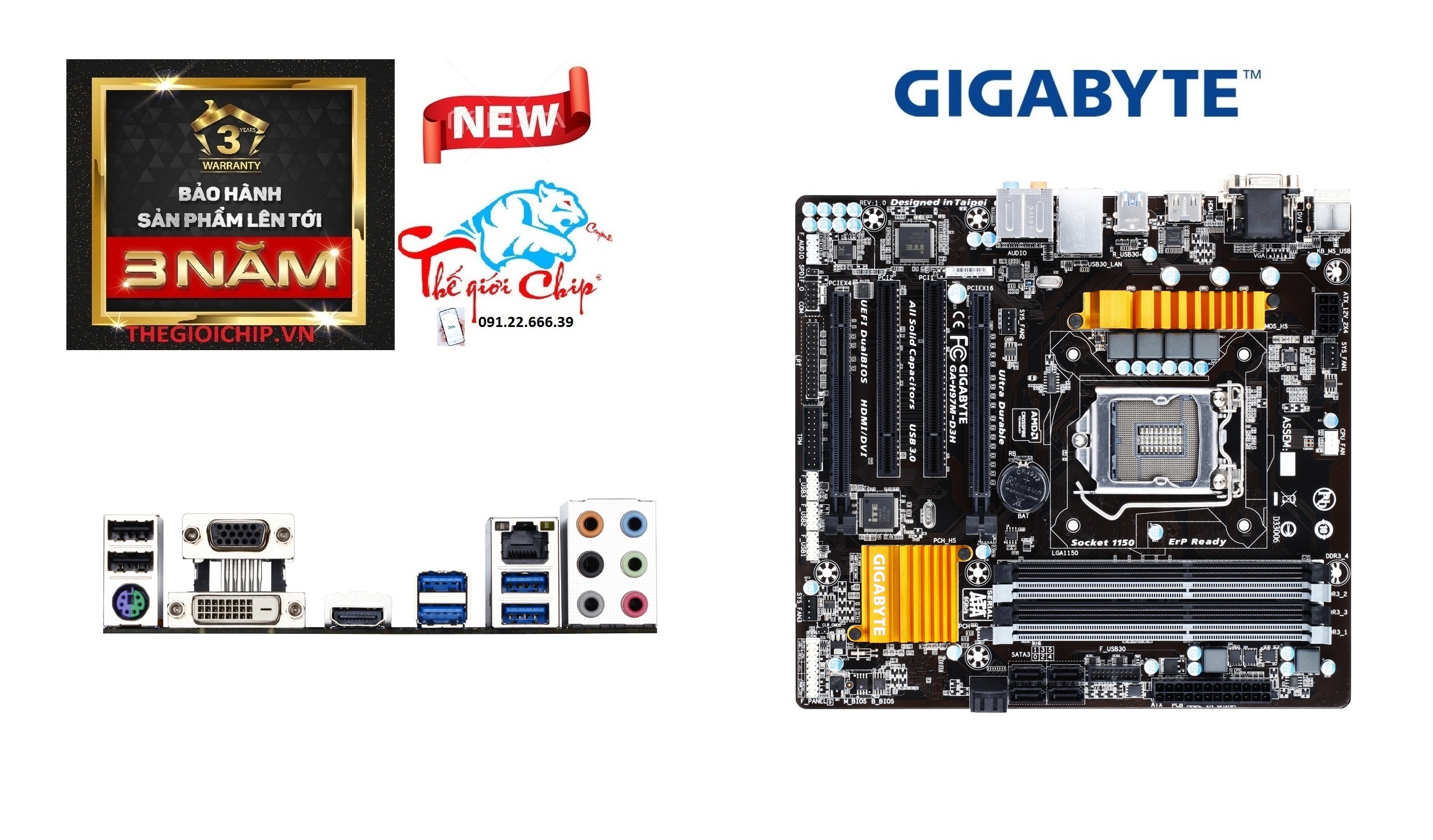 [HCM]Bo Mạch Chủ (Mainboard) Gigabyte GA-H97M-D3H (CTY Box-3 Năm)
