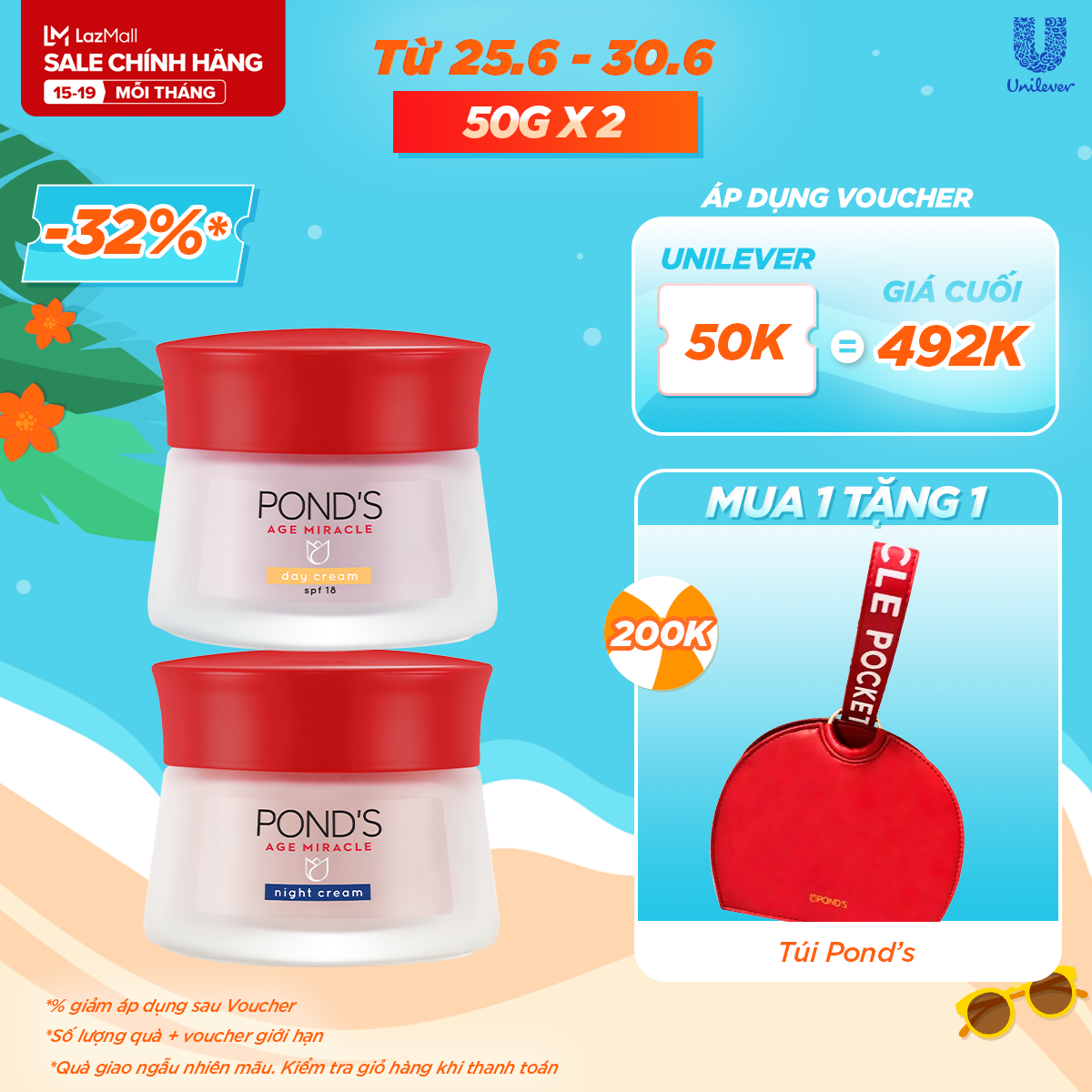 Bộ Sản Phẩm Kem Dưỡng Da Pond’s Age Miracle Chống Lão Hoá Ngày Và Đêm 50g x 2