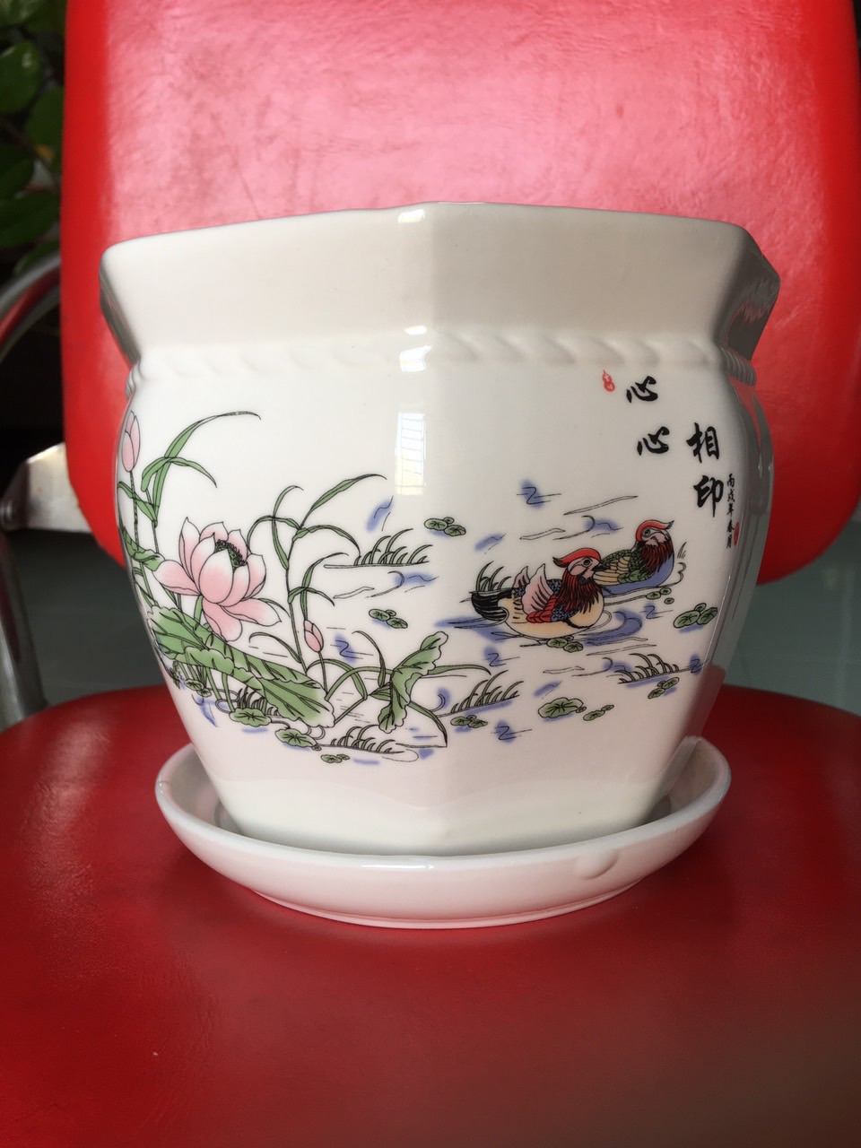 Chậu sứ hình lục giác