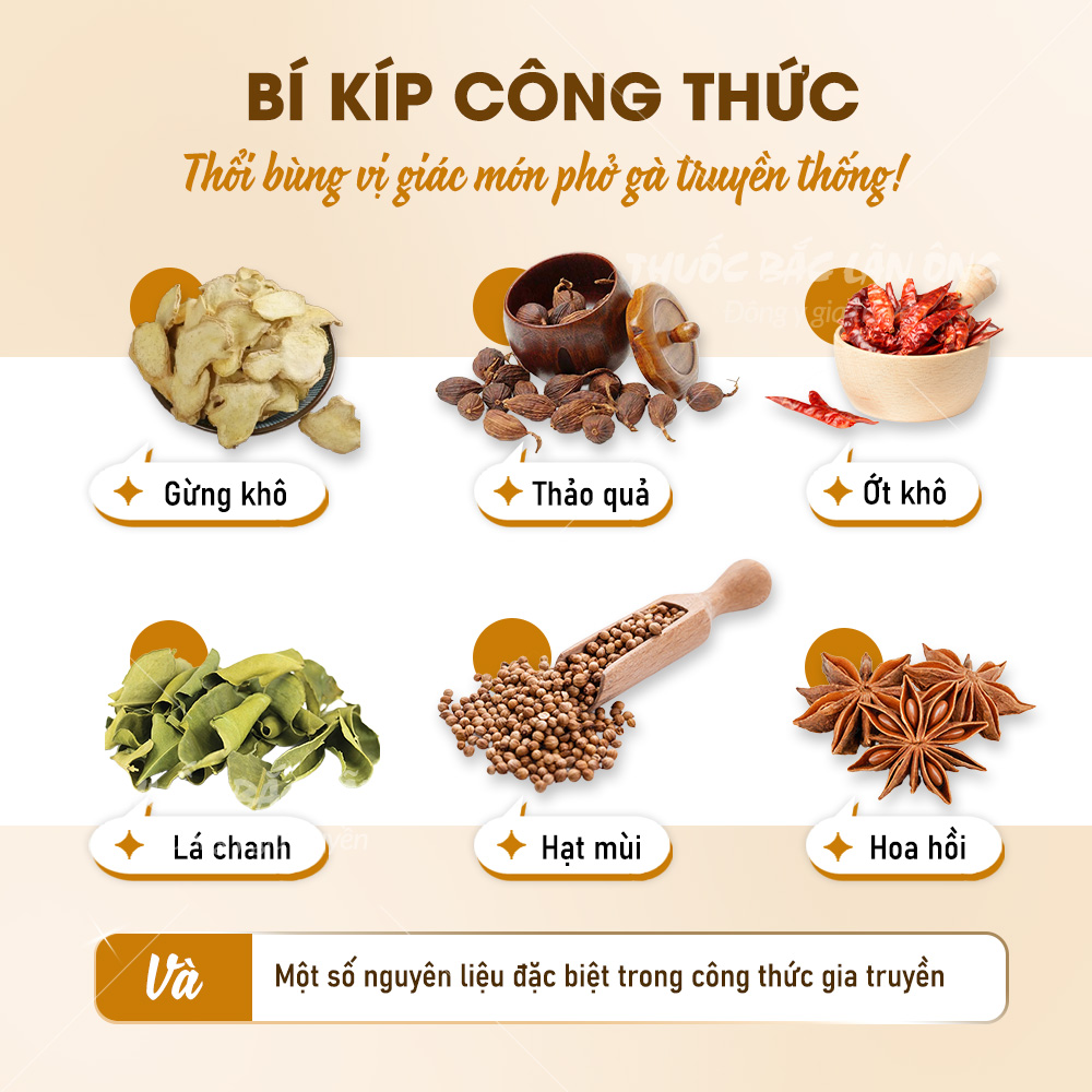 Gia vị nấu phở gà (Hương thơm chuẩn vị)