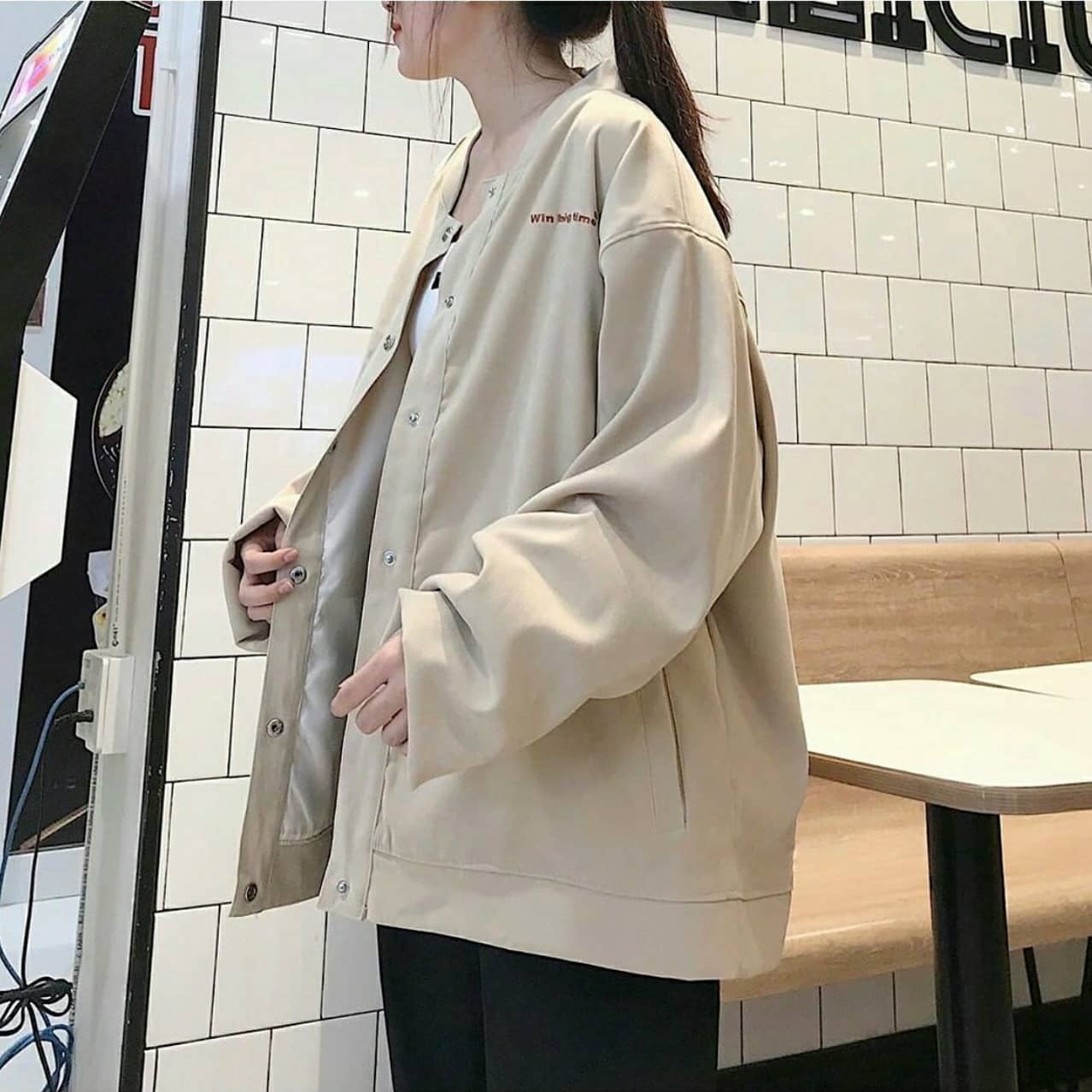 [HCM]Áo Khoác Kaki WIN BIG TIME Jacket (Đen Be)