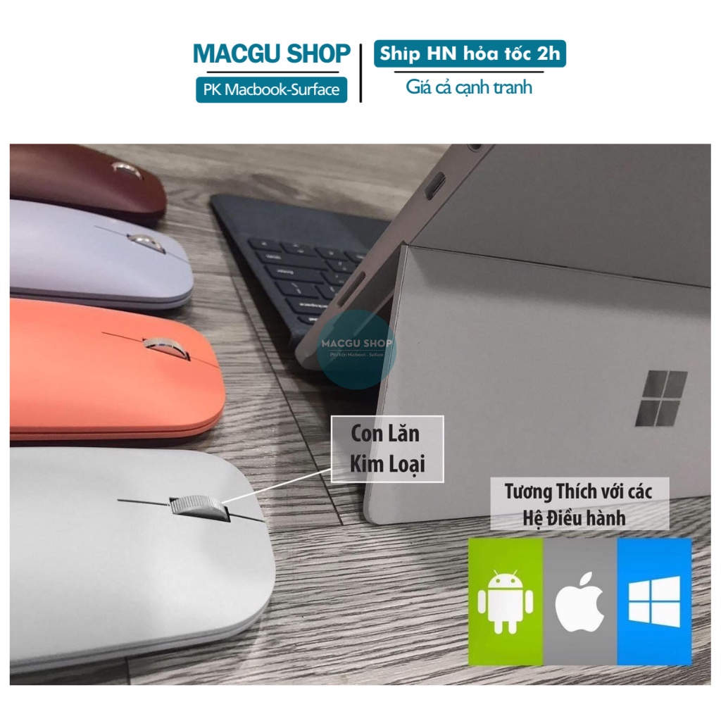 (Mới) Microsoft Mobie Mouse bluetooth-Chuột macbook, surface, laptop microsoft  kết nối không dây-(nhiều màu)