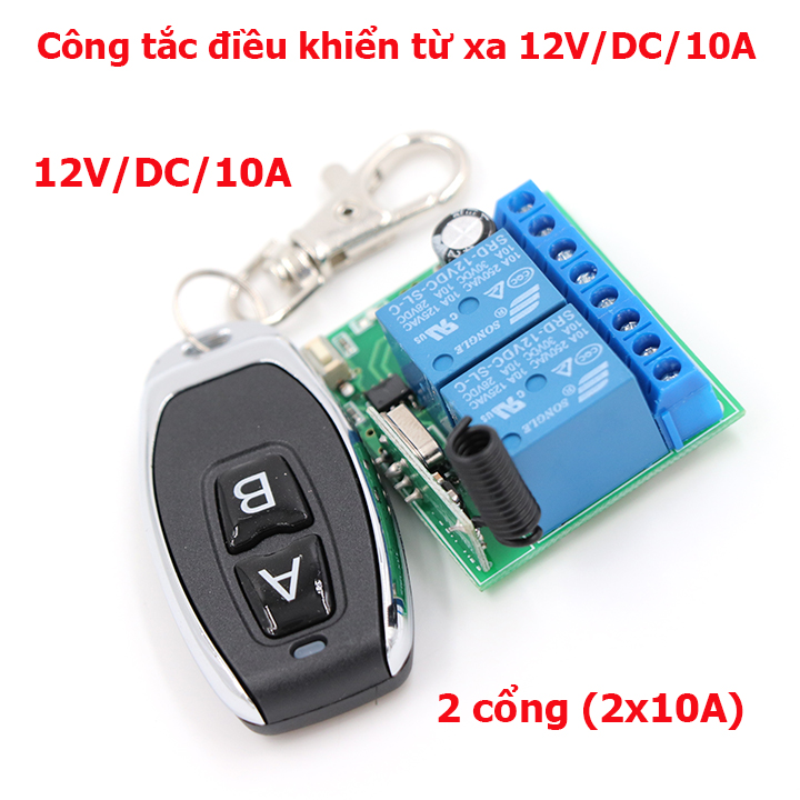 Bộ công tắc điều khiển từ xa 12V DC 2 cổng ra (2 kênh)