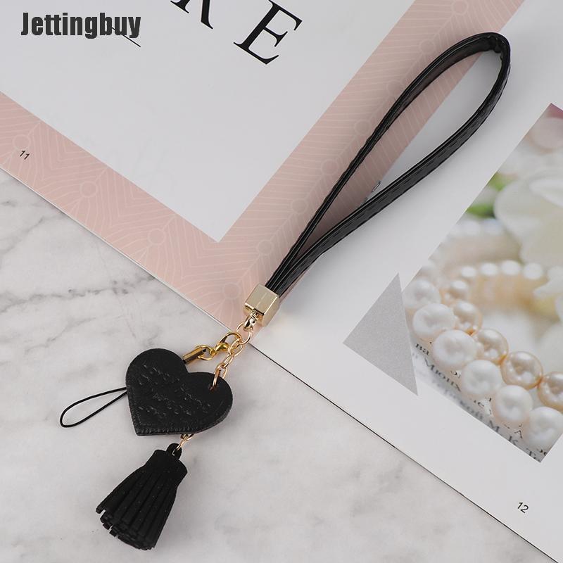 Jettingbuy New Love Heart Tassel Hand Wrist Lanyard Phone Straps String Keychains