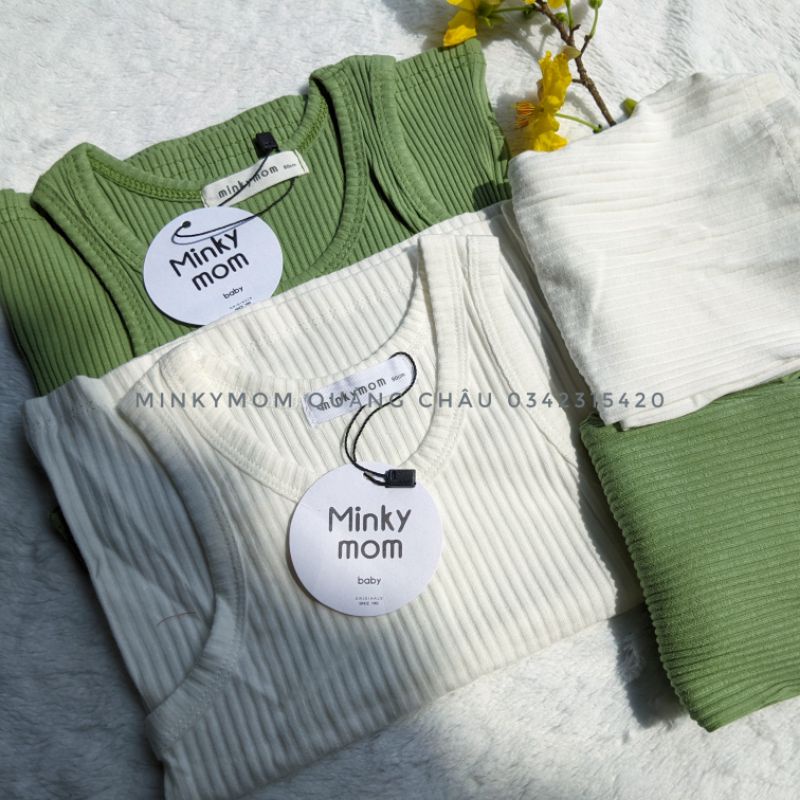 Bộ Ba Lỗ Thun Gân Minky Mom Quảng Châu