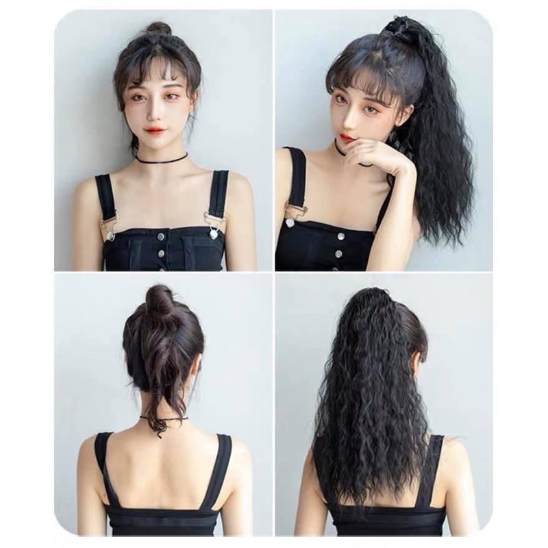 tóc giả nữ 😻FREESHIP😻tóc cột xù mì lửng- 0022 lửng