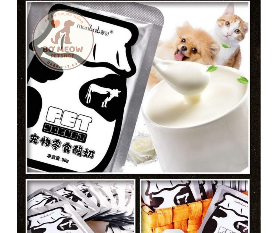 sữa chua dê monbab gói 50g cho chó mèo