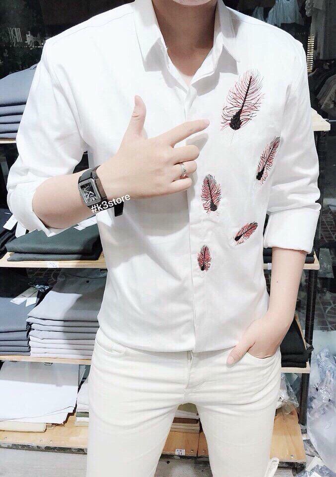 Sơmi quảng châu lụa mỹ thêu sang chất