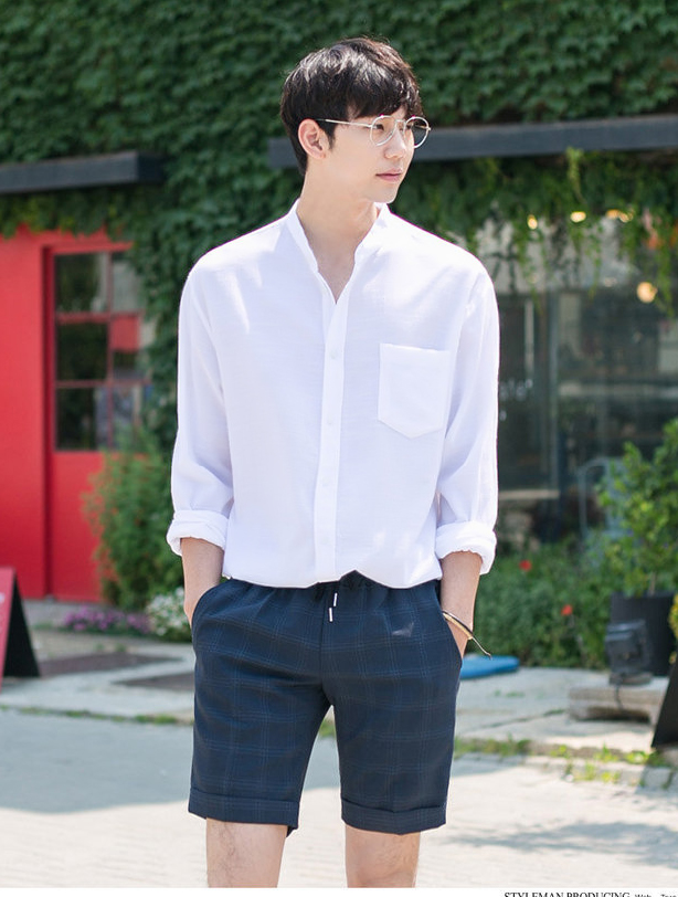Áo Sơ mi Cổ trụ Style Hàn Quốc Unisex