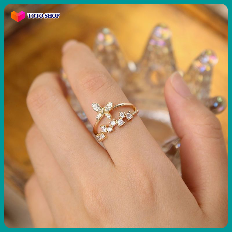 Ring Butterfly Ring for walking on a luxurious walk - Stainless female ring, open female ring, cheap female ring, 4 -leaf female clover, female ring, AS560 Big size female ring, Lucky female ring, BSTNH -