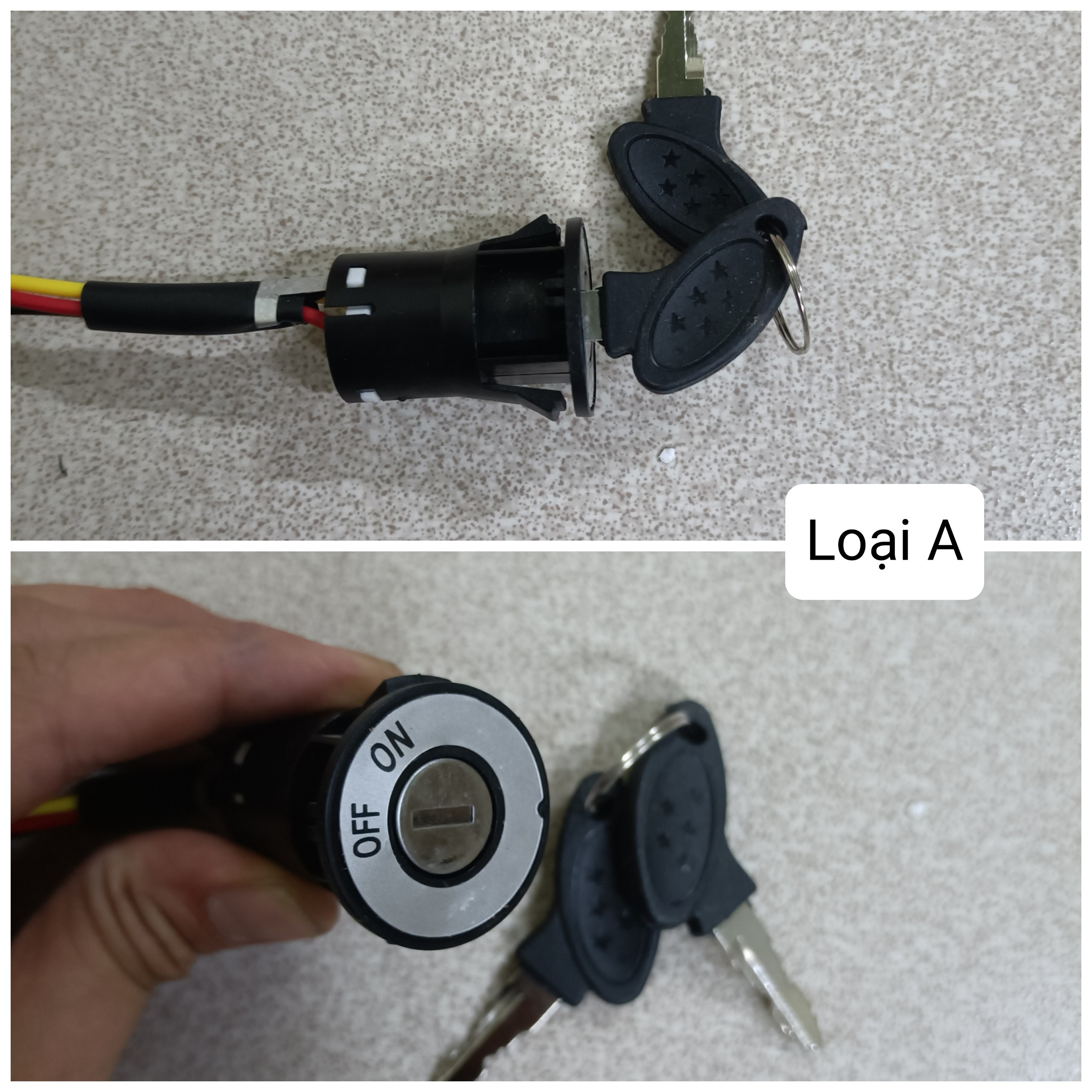 Ổ khóa lắp xe điện, xe đạp điện, có nấc bật đèn chiếu sáng