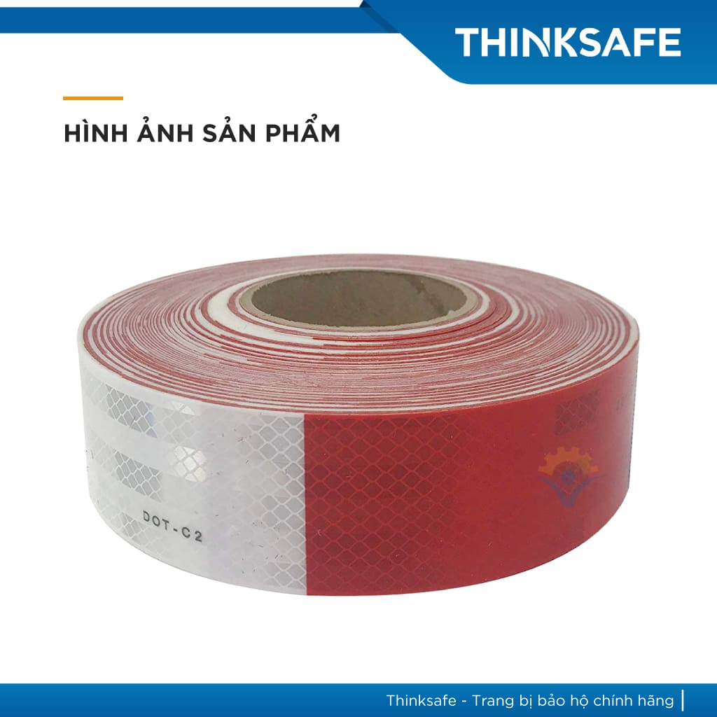 Băng keo phản quang 3M 983 trắng - đỏ, phản quang theo cấu trúc kim cương bền màu chuyên dùng phản quang xe máy ôtô nhà xưởng - Bảo hộ Thinksafe