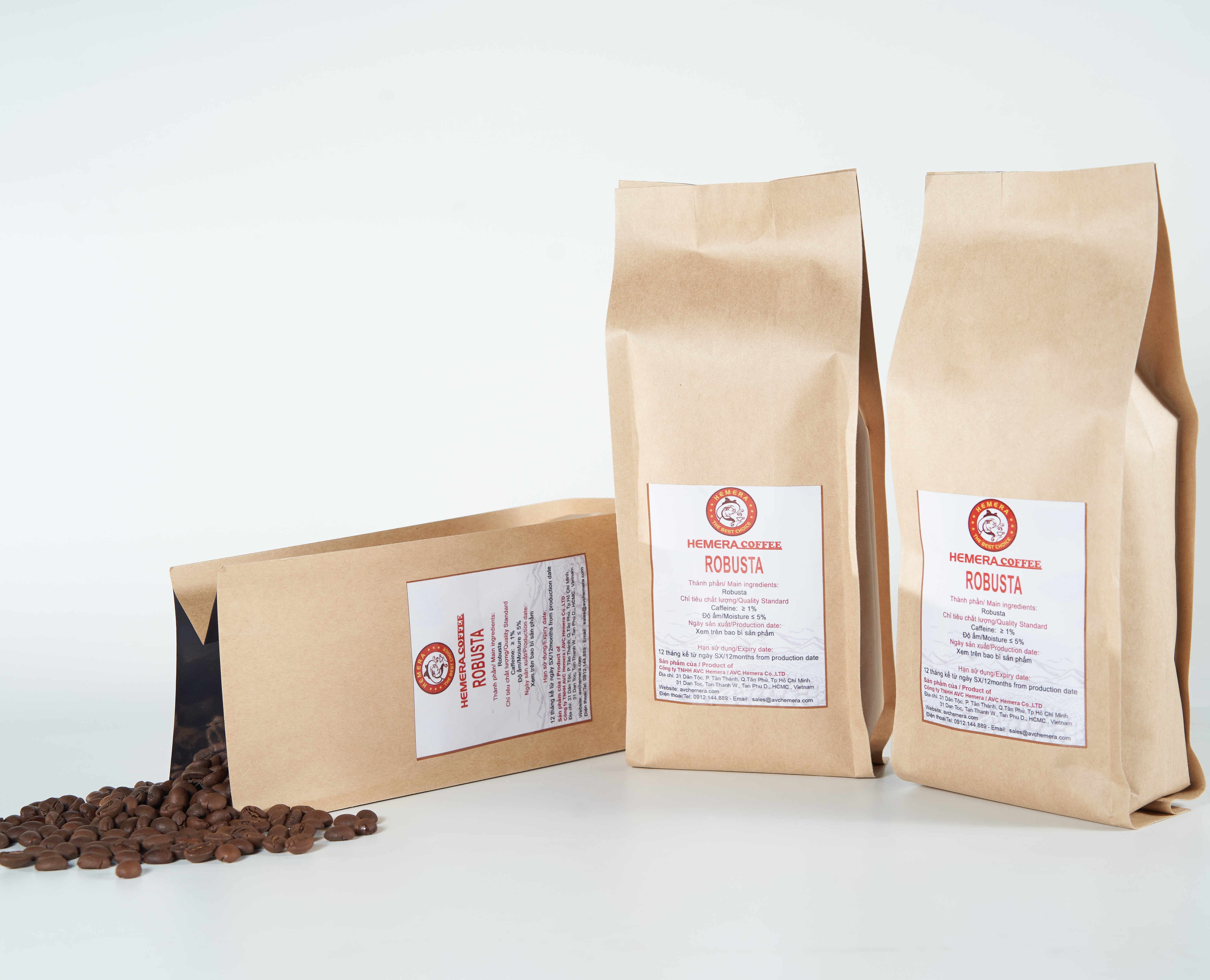 [HCM]CÀ PHÊ HẠT NGUYÊN CHẤT ROBUSTA RANG MỘC HEMERA COFFEE 500GR