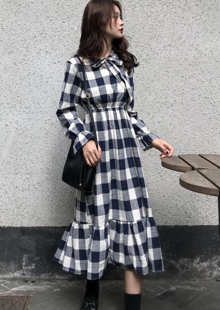 Đầm Ca Rô Nơ Cổ Thanh Lịch DN063 Mai Hoa