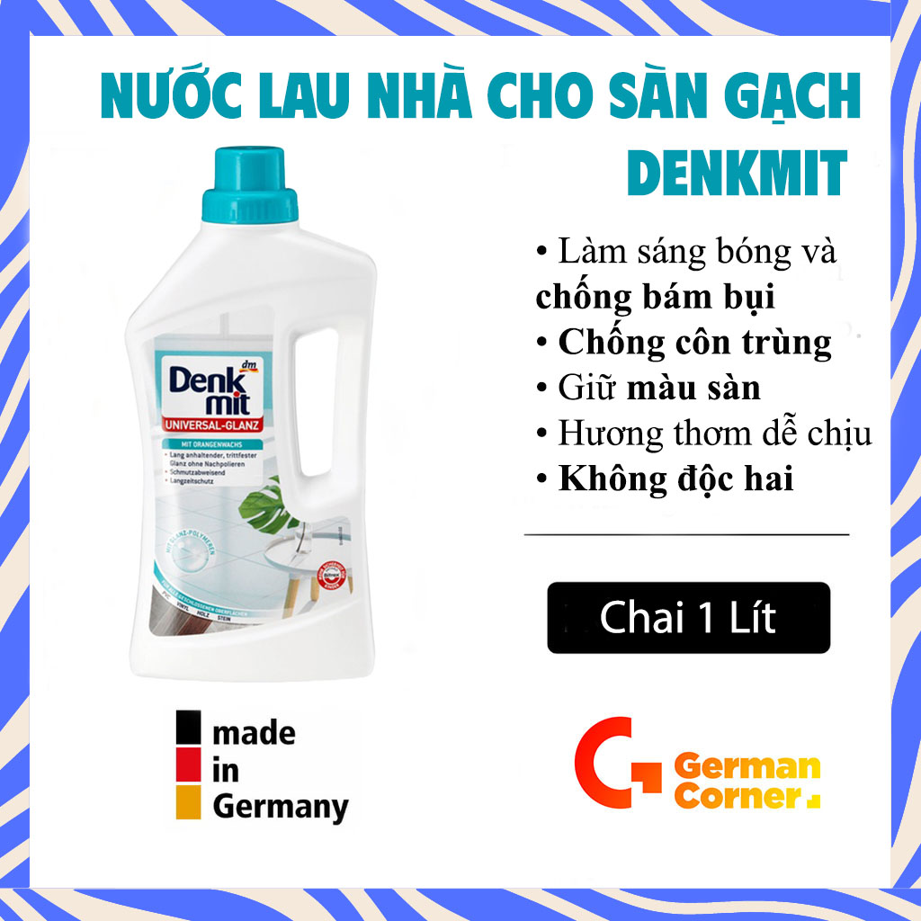Nước lau nhà bảo vệ sàn gạch denkmit đức chai 1 lít - german corner hàng đức nội địa