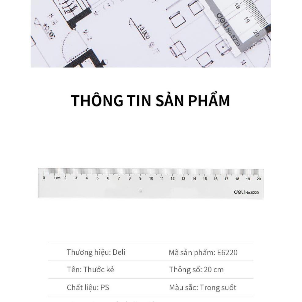 Thước Kẻ Deli Trong Suốt - 20/30Cm - 1 Chiếc - E6220/ E6230