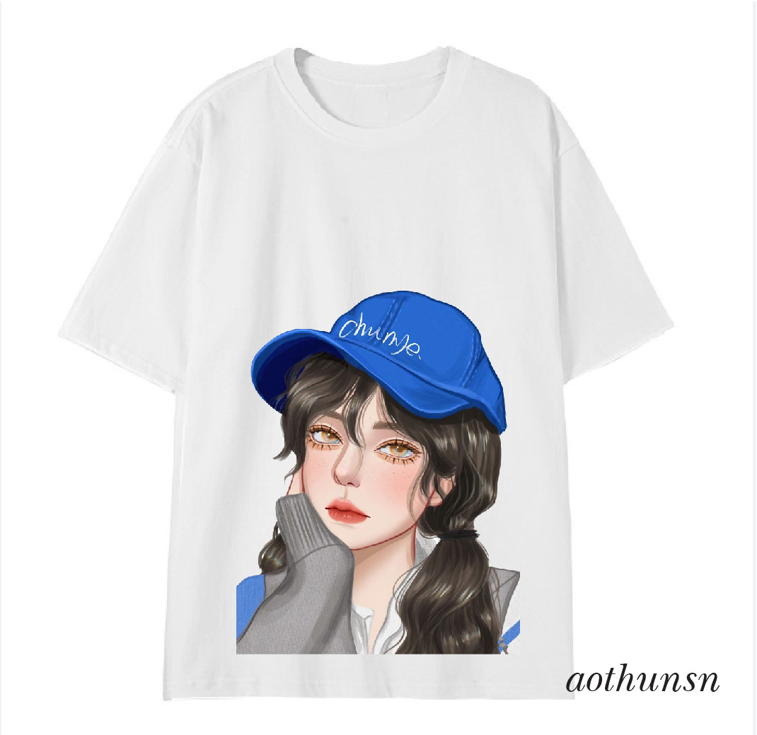 Áo thun cổ tròn hình cô gái 1