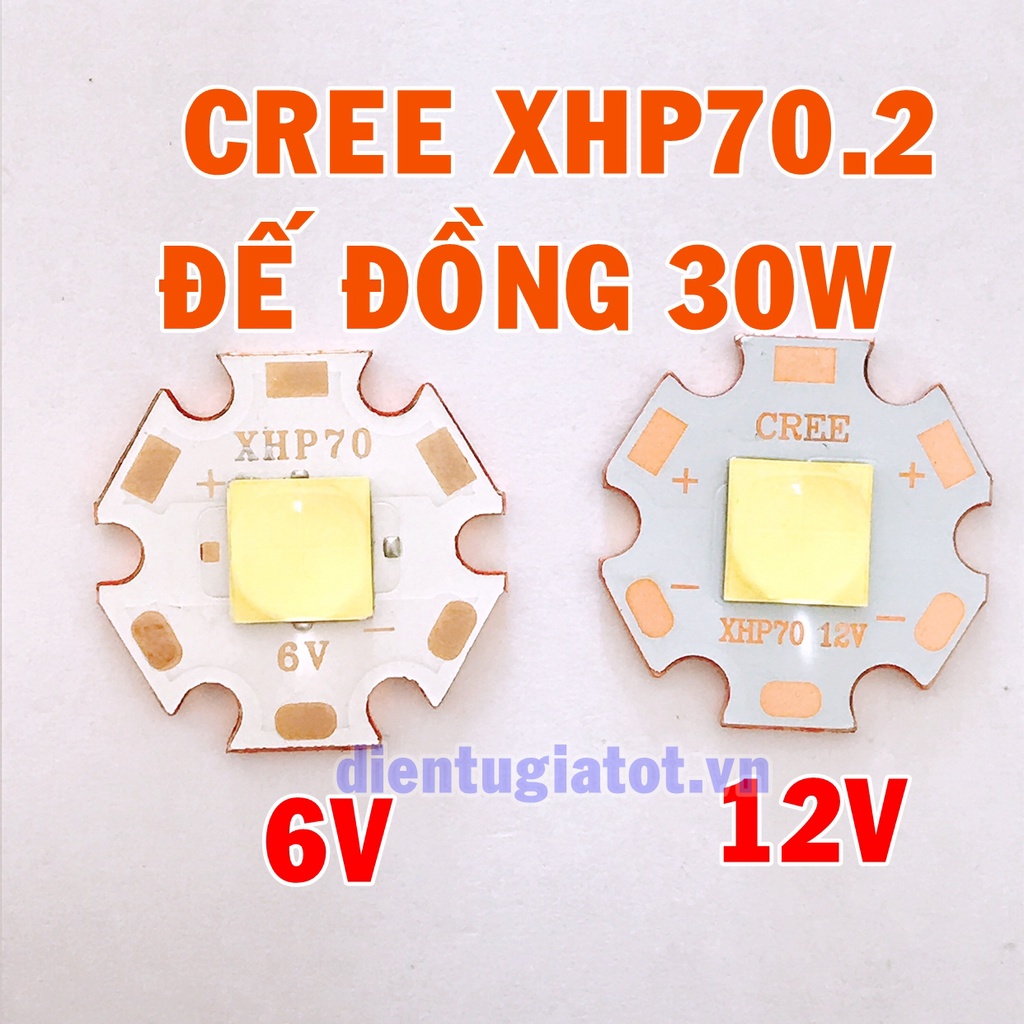 Led Cree XHP70 -2 điện áp 6/12V 30W đế đồng