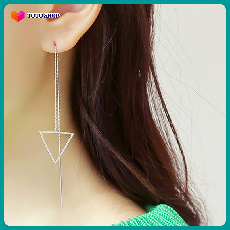 Khuyên tai hình tam giác dáng dài họa tiết hình học họa tiết hình tim kiểu dáng thời trang phong cách Hàn Quốc kiểu dáng đơn giản mẫu mới nhất BSTKD - [ToToShop]