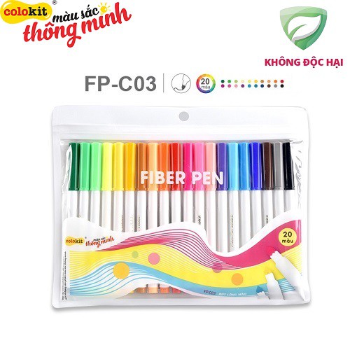 (1 Vỉ) Bút lông màu Fiber Pen Colokit FP-C03 - 20 màu