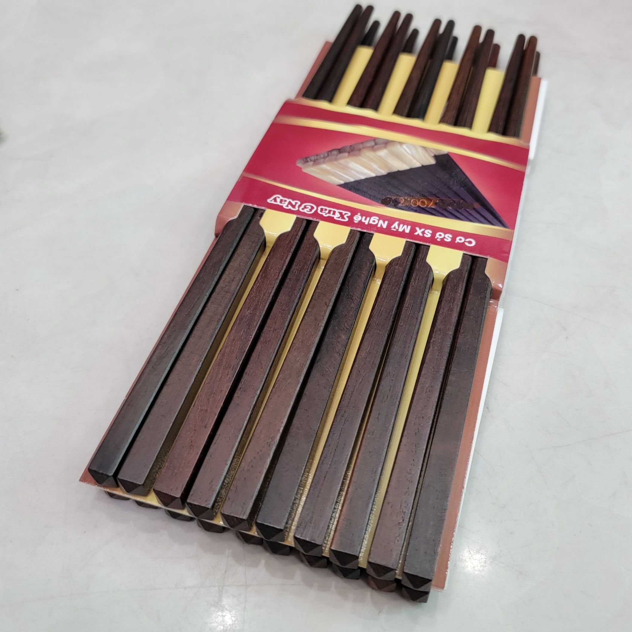 Bộ 10 đôi Đũa ăn gỗ Cẩm lai cao cấp đầu vuông trơn