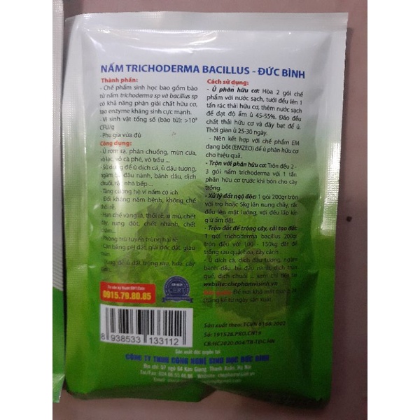 Chế phẩm vi sinh nấm đối kháng trichoderma bacillus Đức Bình gói 200gr