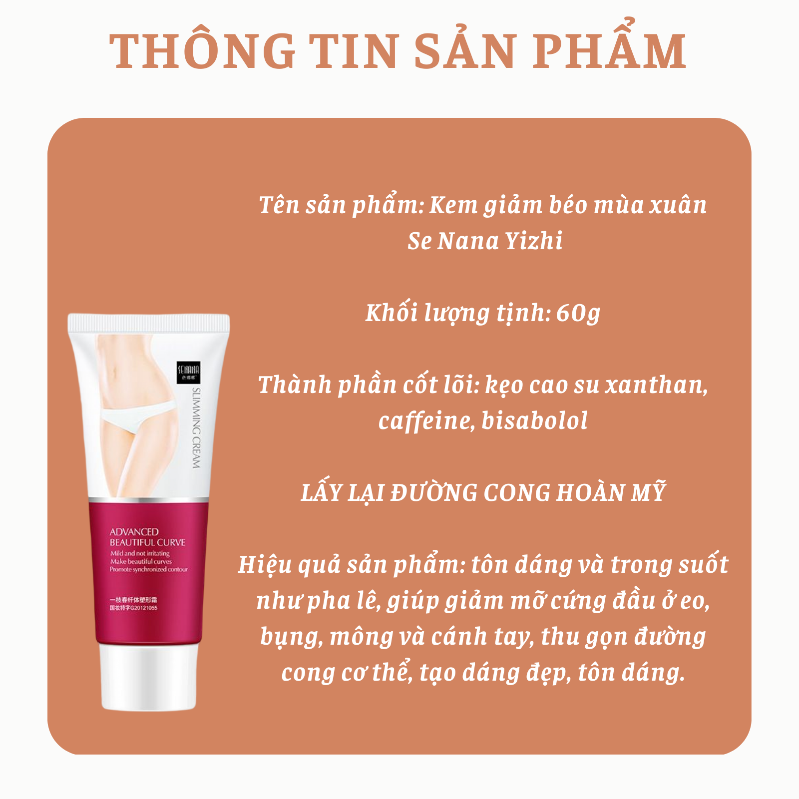 (CHÍNH HÃNG) Kem giảm cân Đốt cháy mỡ thừa Kem đốt cháy chất béo 60g