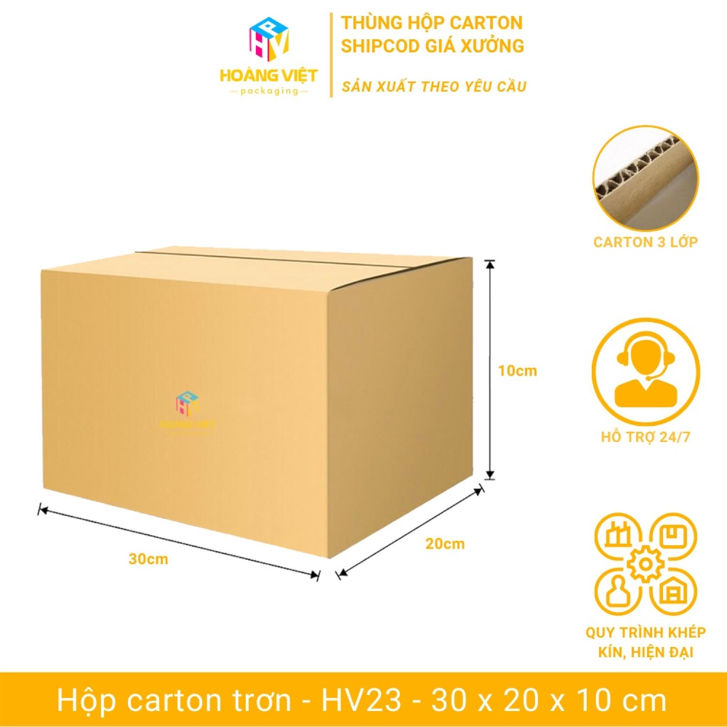Size 30x20x10 cm - plain carton box packing, packing box ship cod - hv23